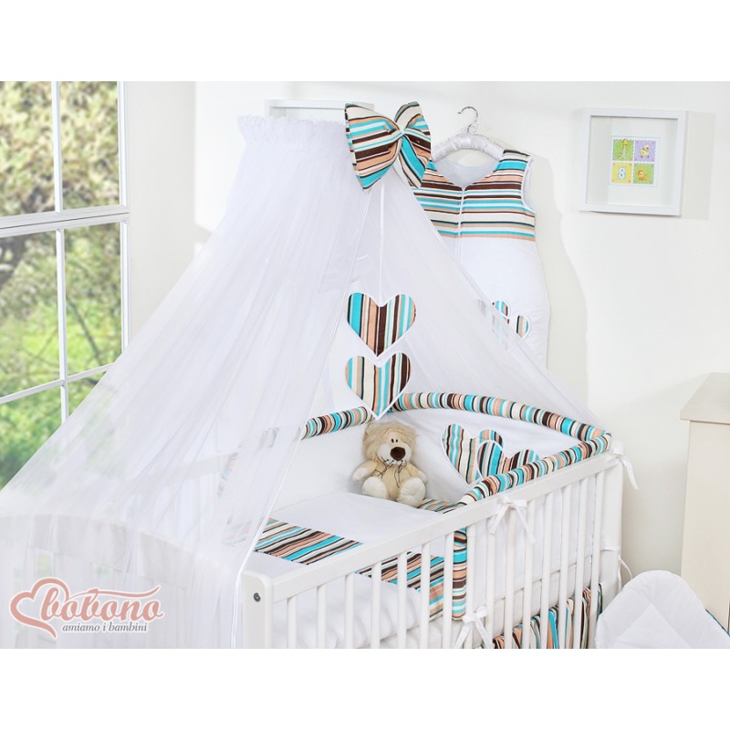 Κουνουπιέρα από chiffon - Hanging Hearts brown strips