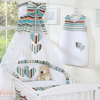 Κουνουπιέρα από Chiffon - Hanging Hearts brown strips