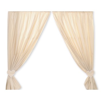 Curtains for baby room- Hanging Hearts white polka dots on beige