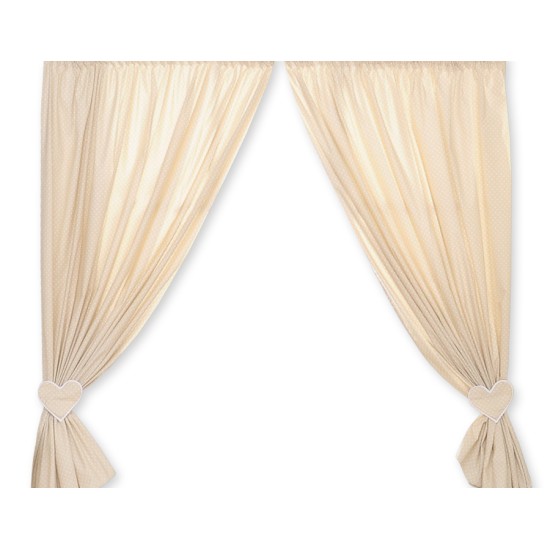 Curtains for baby room- Hanging Hearts white polka dots on beige
