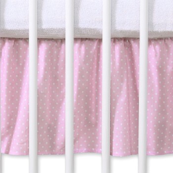 Dust Ruffle-Masking flounce 140x70cm- Hanging Hearts white polka dots on pink