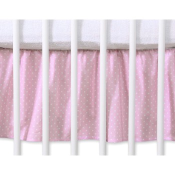 Dust Ruffle-Masking flounce 140x70cm- Hanging Hearts white polka dots on pink