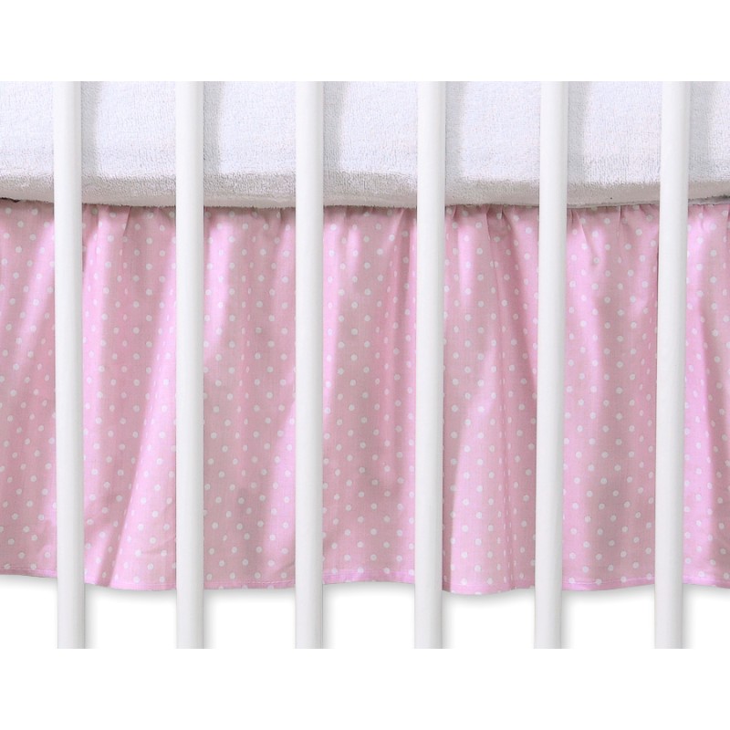 Dust Ruffle-Masking flounce 140x70cm- Hanging Hearts white polka dots on pink