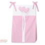 Diaper bag- Hanging Hearts white polka dots on pink