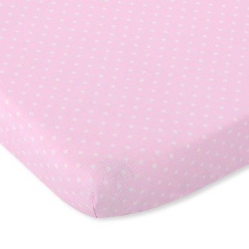 Sheet made of cotton 140x70cm white polka dots on pink
