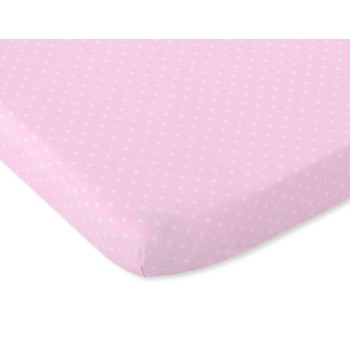 Sheet made of cotton 140x70cm white polka dots on pink