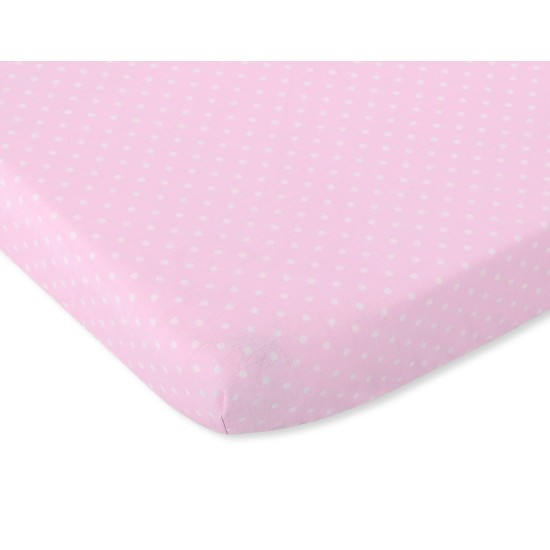 Sheet made of cotton 140x70cm white polka dots on pink Sheet made of cotton 140x70cm white polka dots on pink