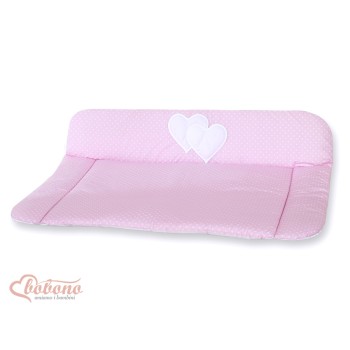 Soft changing mat- Hanging Hearts white polka dots on pink