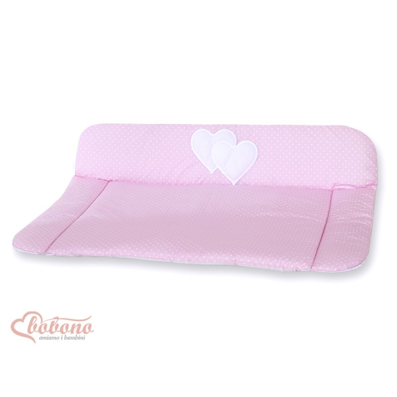 Soft changing mat- Hanging Hearts white polka dots on pink