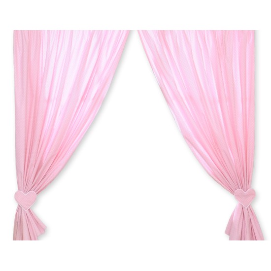 Curtains for baby room- Hanging Hearts white polka dots on pink