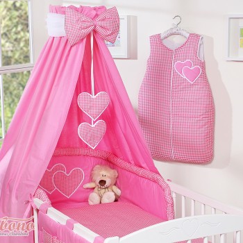 Κουνουπιέρα Υφασμάτινη - Hanging Hearts dark pink checkered