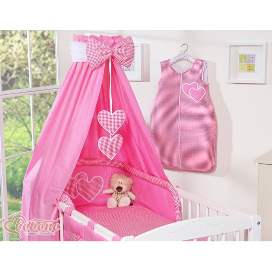Κουνουπιέρα Υφασμάτινη - Hanging Hearts dark pink checkered Κουνουπιέρα Υφασμάτινη - Hanging Hearts dark pink checkered