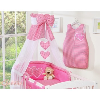 Κουνουπιέρα από Chiffon - Hanging Hearts dark pink checkered