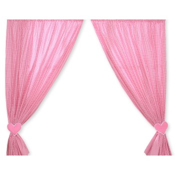 Curtains for baby room- Hanging Hearts white dark pink checkered