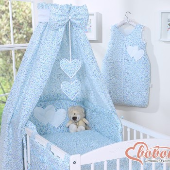 Κουνουπιέρα Υφασμάτινη - Hanging Hearts blue flowers