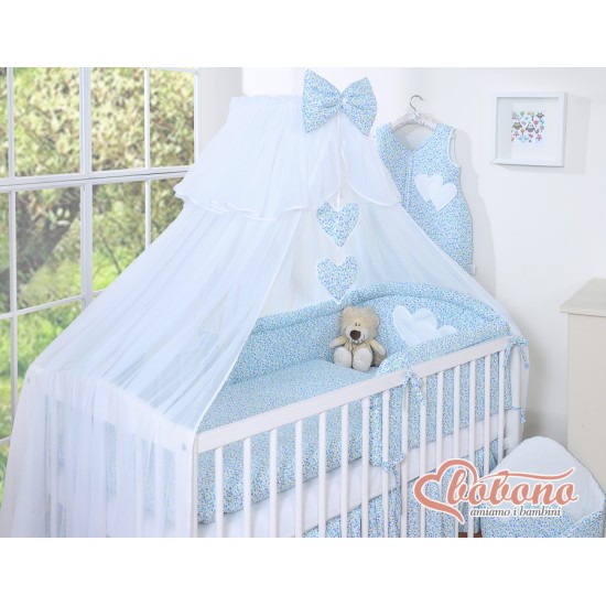 Κουνουπιέρα από chiffon - Hanging Hearts blue flowers