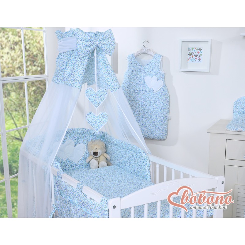 Κουνουπιέρα από Chiffon - Hanging Hearts blue flowers