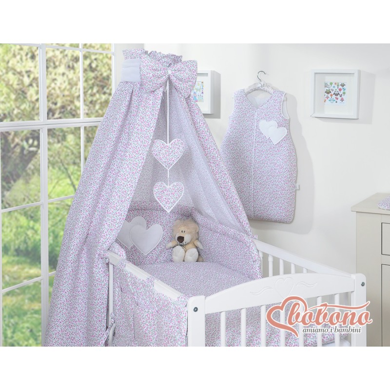 Κουνουπιέρα Υφασμάτινη - Hanging Hearts pink flowers