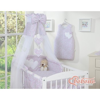 Κουνουπιέρα από Chiffon - Hanging Hearts pink flowers