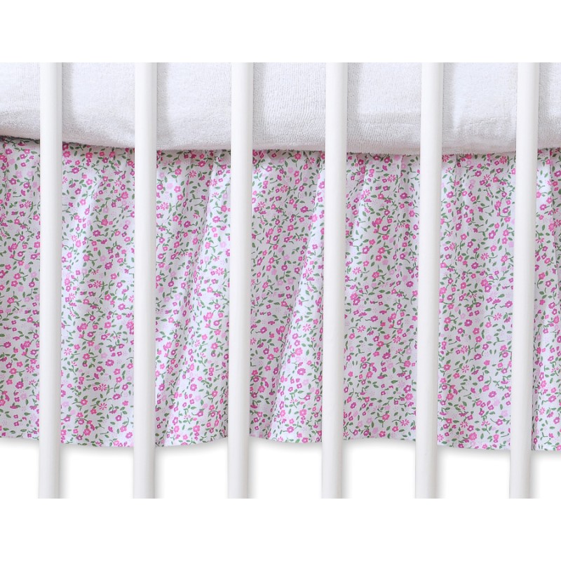 Dust Ruffle-Masking flounce 120x60cm- Hanging Hearts pink flowers