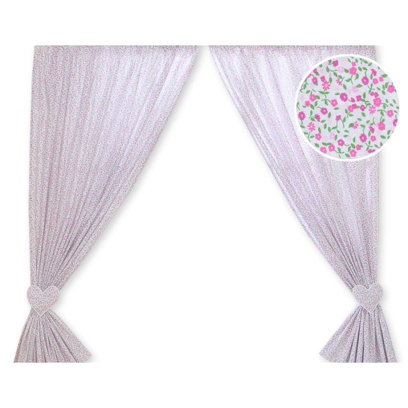 Curtains for baby room- Hanging Hearts pink flowers