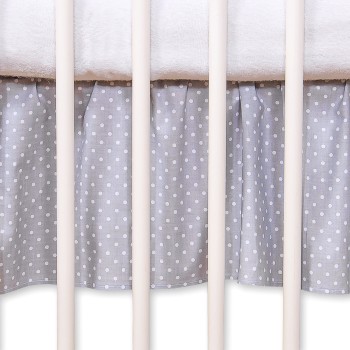 Dust Ruffle-Masking flounce 120x60cm- Hanging Hearts white polka dots on grey