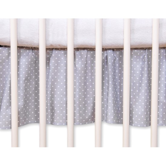 Dust Ruffle-Masking flounce 120x60cm- Hanging Hearts white polka dots on grey Dust Ruffle-Masking flounce 120x60cm- Hanging Hearts white polka dots on grey