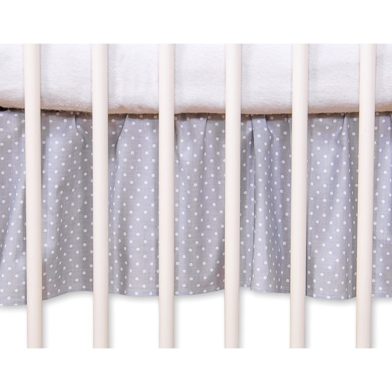 Dust Ruffle-Masking flounce 120x60cm- Hanging Hearts white polka dots on grey