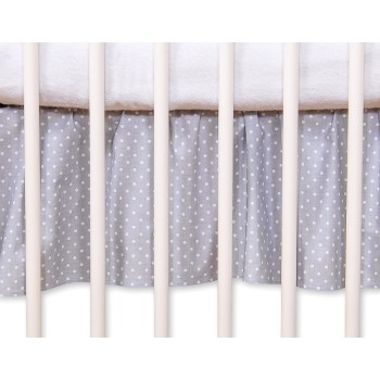 Dust Ruffle-Masking flounce 140x70cm- Hanging Hearts white polka dots on grey