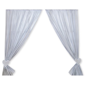 Κουρτίνες Βρεφικού Δωματίου - Hanging Hearts white dots on gray