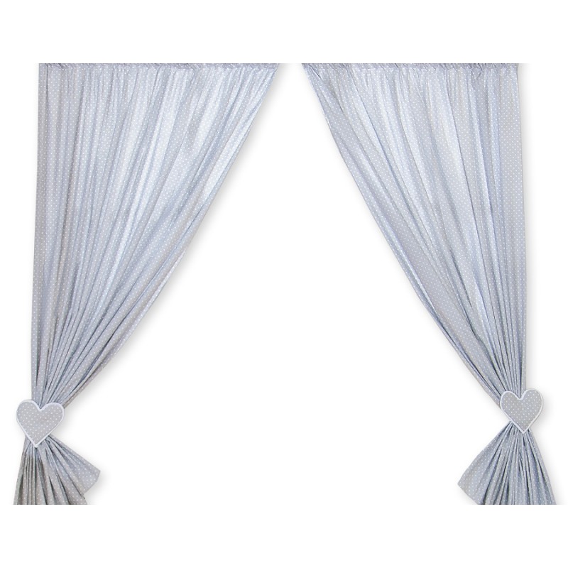 Κουρτίνες Βρεφικού Δωματίου - Hanging Hearts white dots on gray