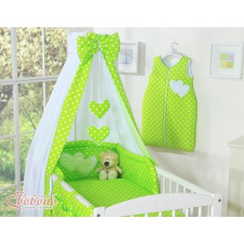 Κουνουπιέρα Υφασμάτινη - Hanging Hearts white dots on green