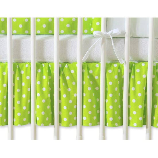 Dust Ruffle-Masking flounce 140x70cm- Hanging Hearts white dots on green Dust Ruffle-Masking flounce 140x70cm- Hanging Hearts white dots on green