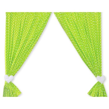 Κουρτίνες Βρεφικού Δωματίου με Τρέσα - Hanging Hearts white dots on green