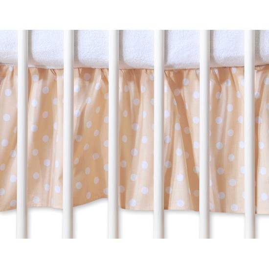 Dust Ruffle-Masking flounce 140x70cm- Hanging Hearts white dots on beige