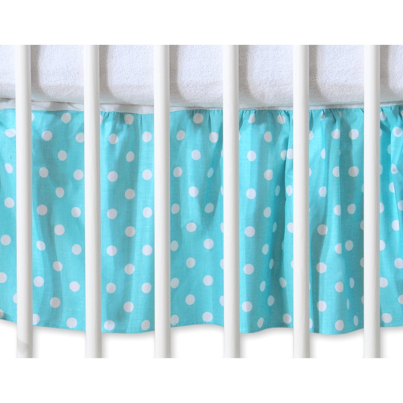 Dust Ruffle-Masking flounce 120x60cm- Hanging Hearts white dots on turquoise