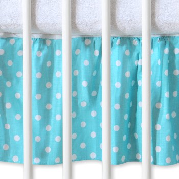 Dust Ruffle-Masking flounce 140x70cm- Hanging Hearts white dots on turquoise