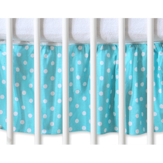 Dust Ruffle-Masking flounce 140x70cm- Hanging Hearts white dots on turquoise