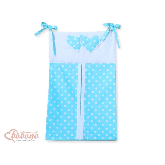 Diaper bag- Hanging Hearts white dots on turquoise