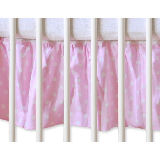 Dust Ruffle-Masking flounce 120x60cm- Hanging Hearts white dots on pink
