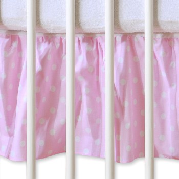 Dust Ruffle-Masking flounce 140x70cm- Hanging Hearts white dots on pink