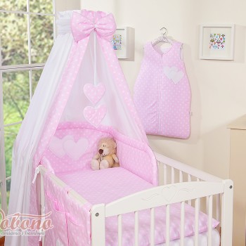 Κουνουπιέρα Υφασμάτινη - Hanging Hearts white dots on pink