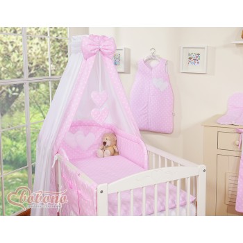 Κουνουπιέρα Υφασμάτινη - Hanging Hearts white dots on pink