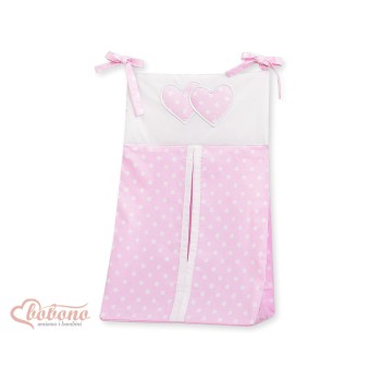 Diaper bag- Hanging Hearts white dots on pink