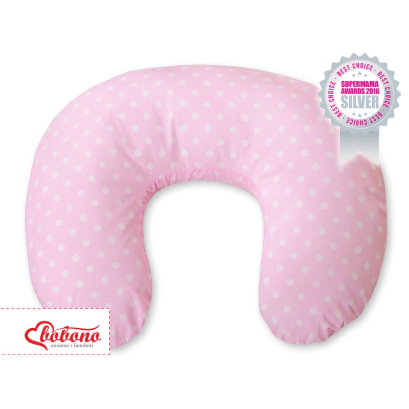 Feeding pillow- Hanging hearts white dots on pink