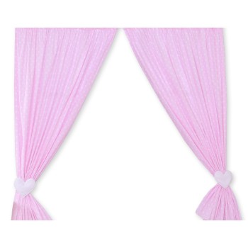 Κουρτίνες Βρεφικού Δωματίου με Τρέσα - Hanging Hearts white dots on pink