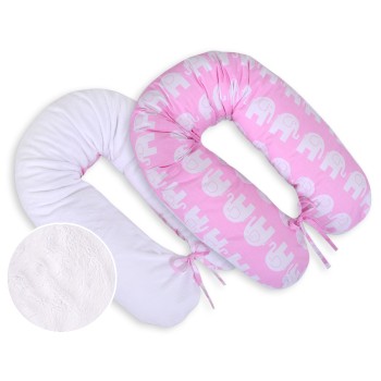 Μαξιλάρι Εγκυμοσύνης LONGER - double-sided-Simple Elephants pink