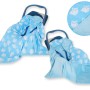 Double-sided car seat blanket  for babies - Owls blue