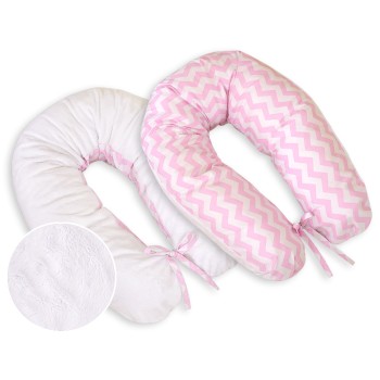 Μαξιλάρι Εγκυμοσύνης LONGER - double-sided-Simple chevron pink-white