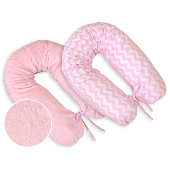 Μαξιλάρι Εγκυμοσύνης LONGER - double-sided-Simple chevron pink